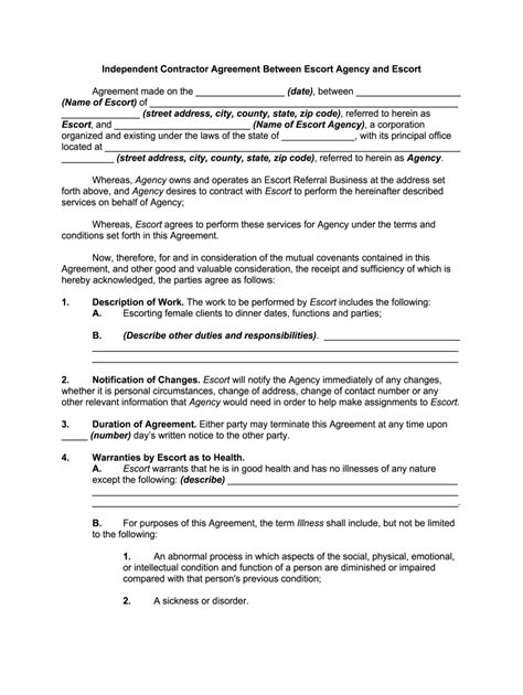 escort agency contract template pdf|18 Printable Example Service Agreement Forms and Templates